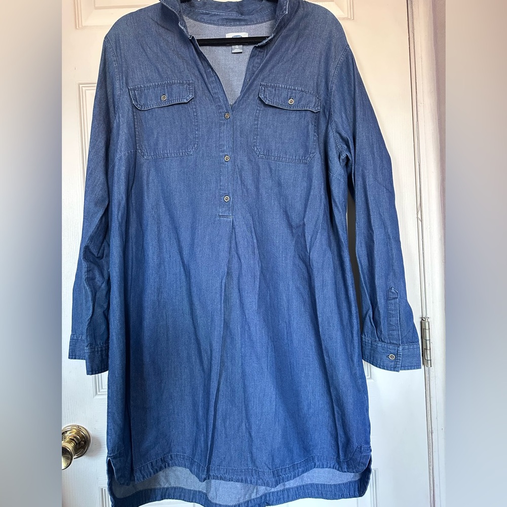 Old Navy Blue Chambray Shirt Dress